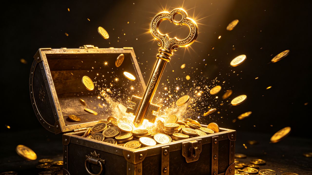 Best cases to open on KeyDrop - golden key dropping into a CS2 case